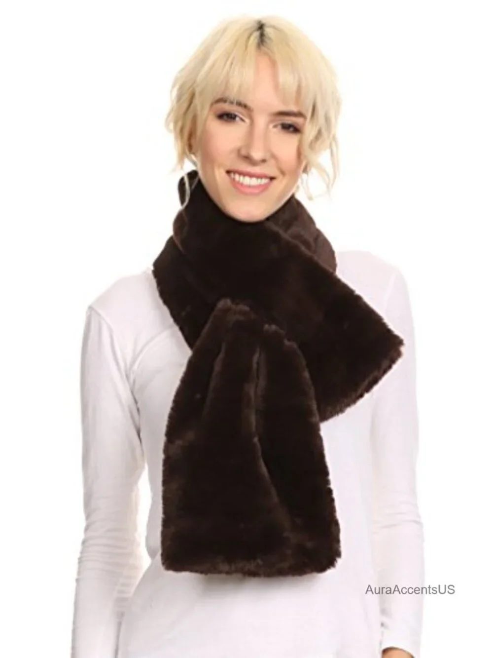 Faux Fur Loop Scarf Wrap Long Rectangle Warm Cozy Winter